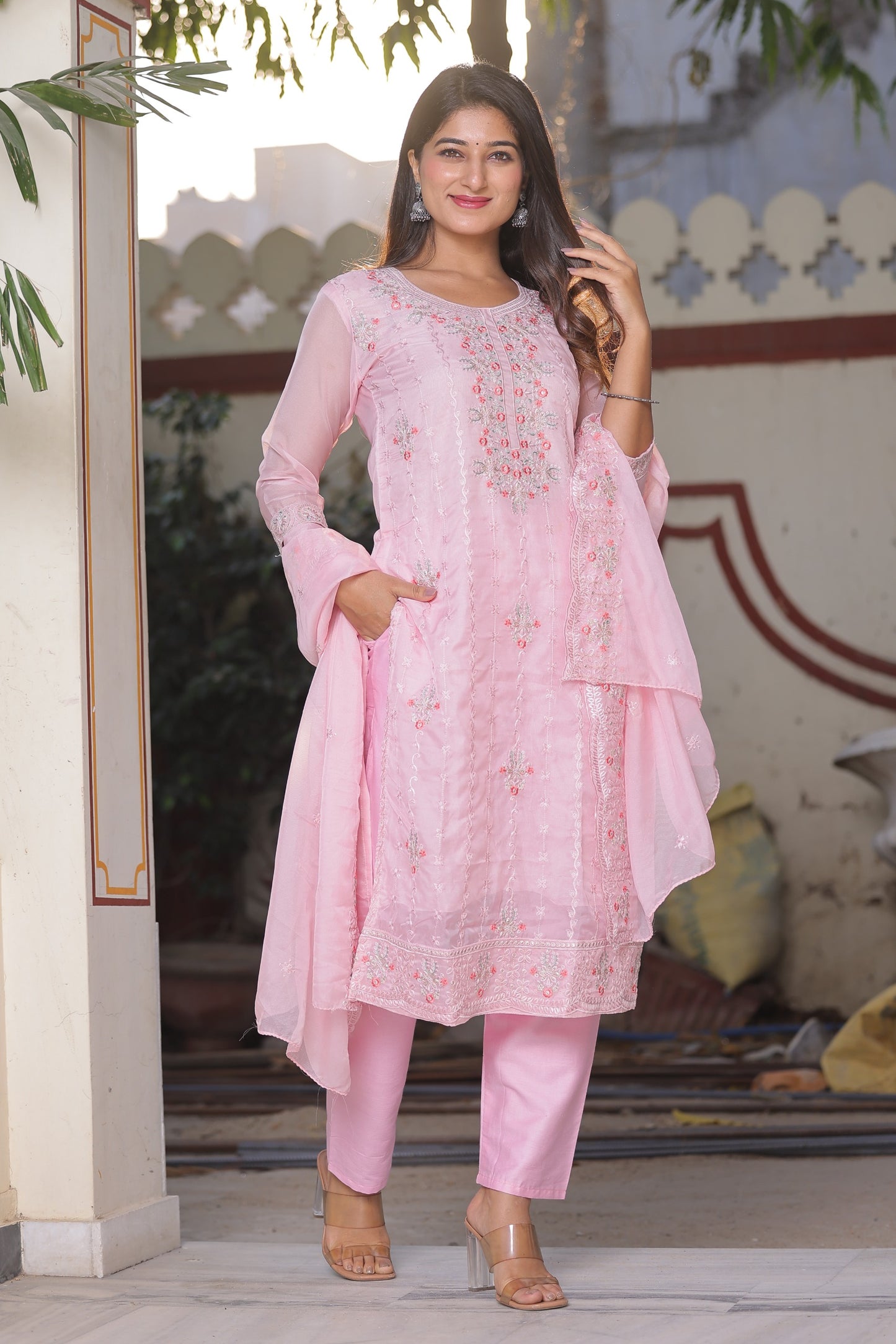 Pink Organza Salwar Suit