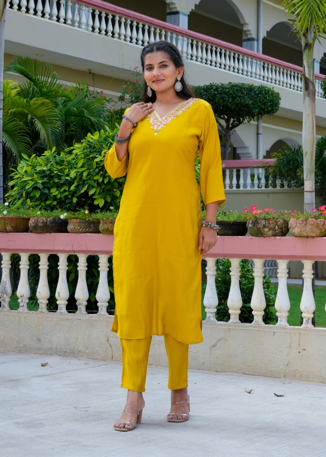 Silk Salwar Suit in Radiating Yellow