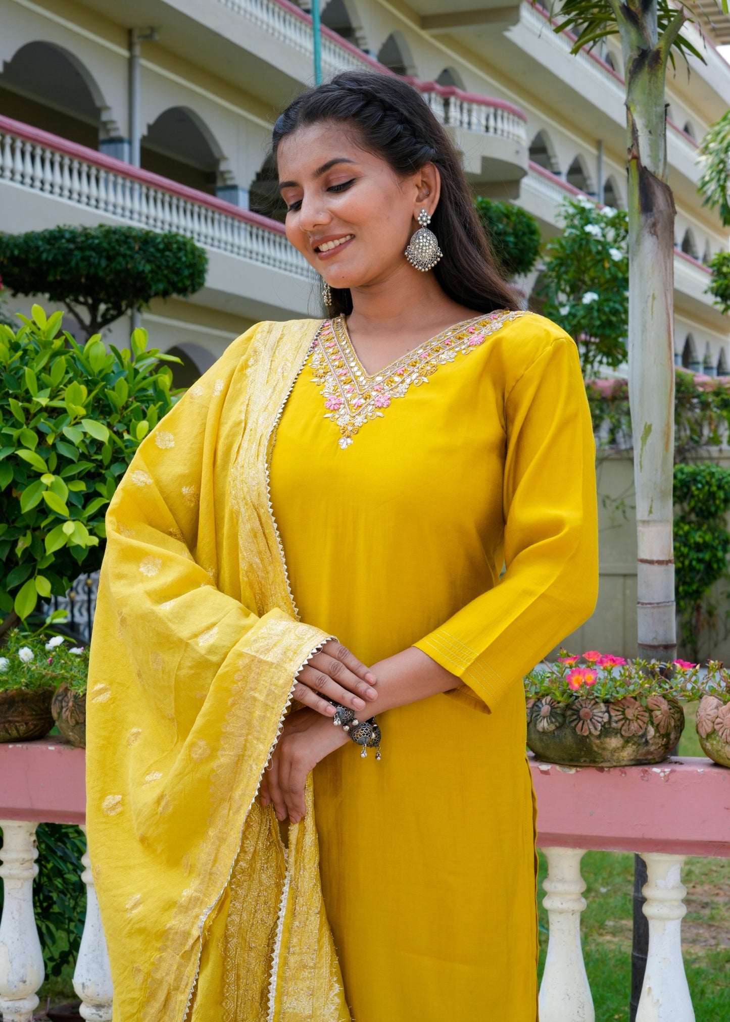 Silk Salwar Suit in Radiating Yellow