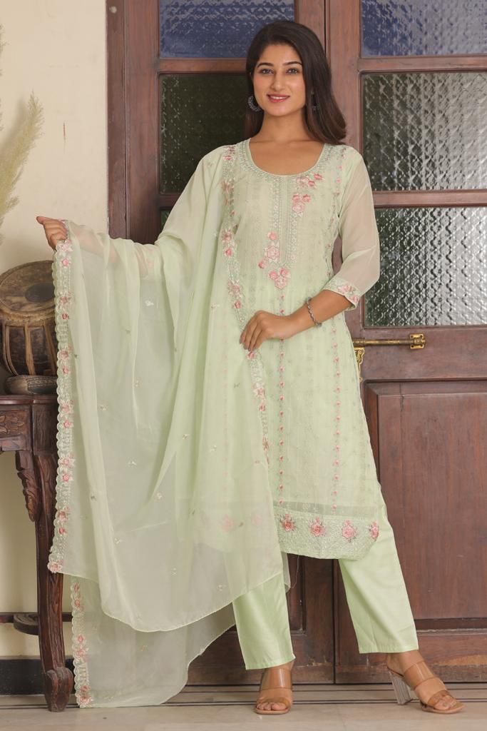 Green Organza Salwar Suit