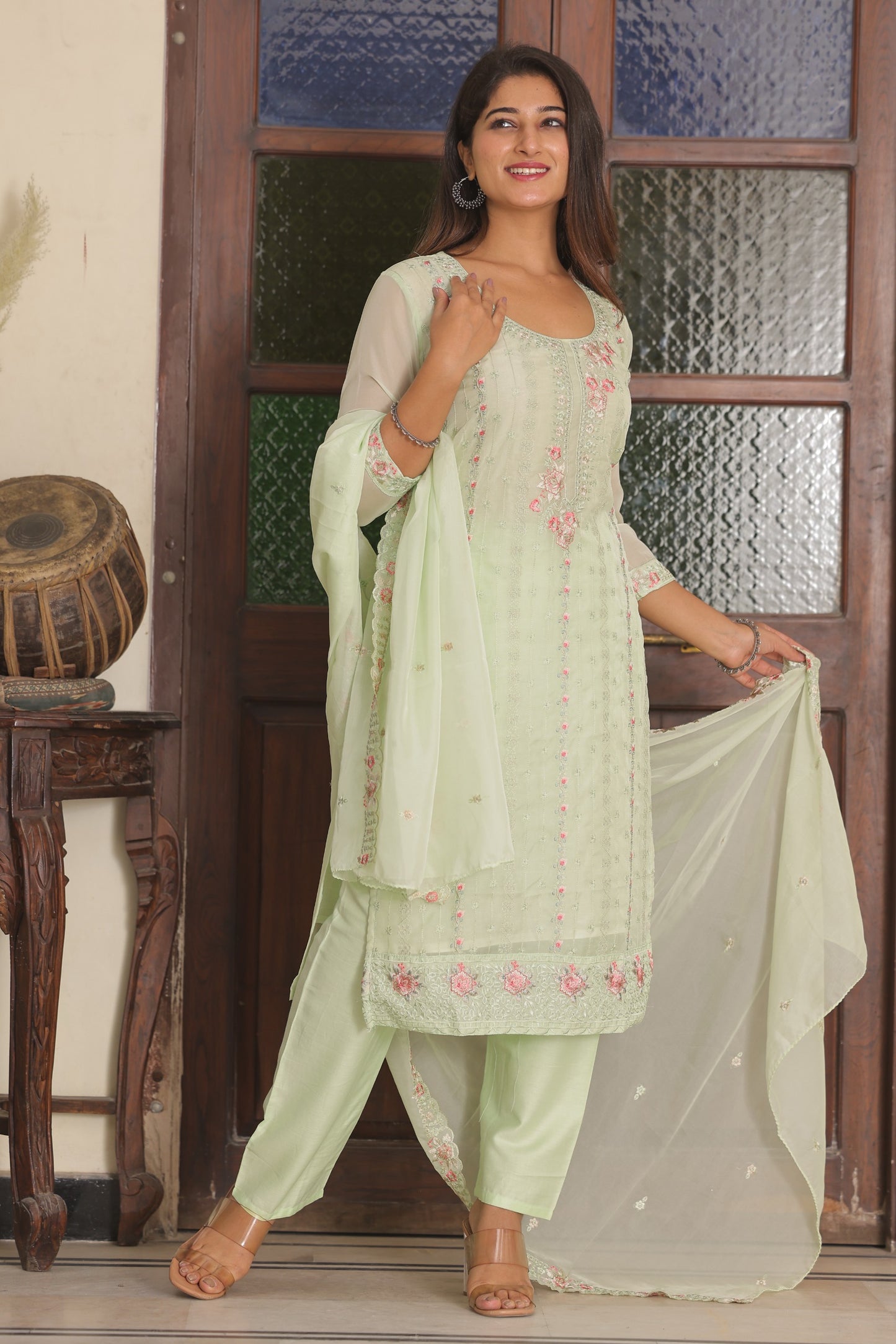 Green Organza Salwar Suit