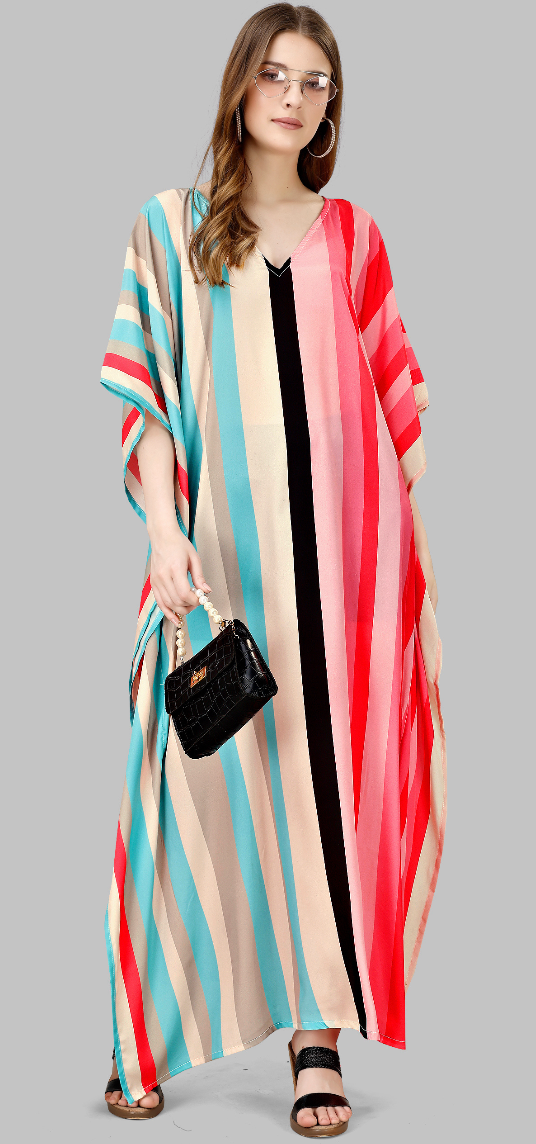 Silk Kaftan Full Length in Red