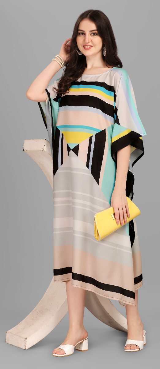 Kaftan Beige Color Geometric Design