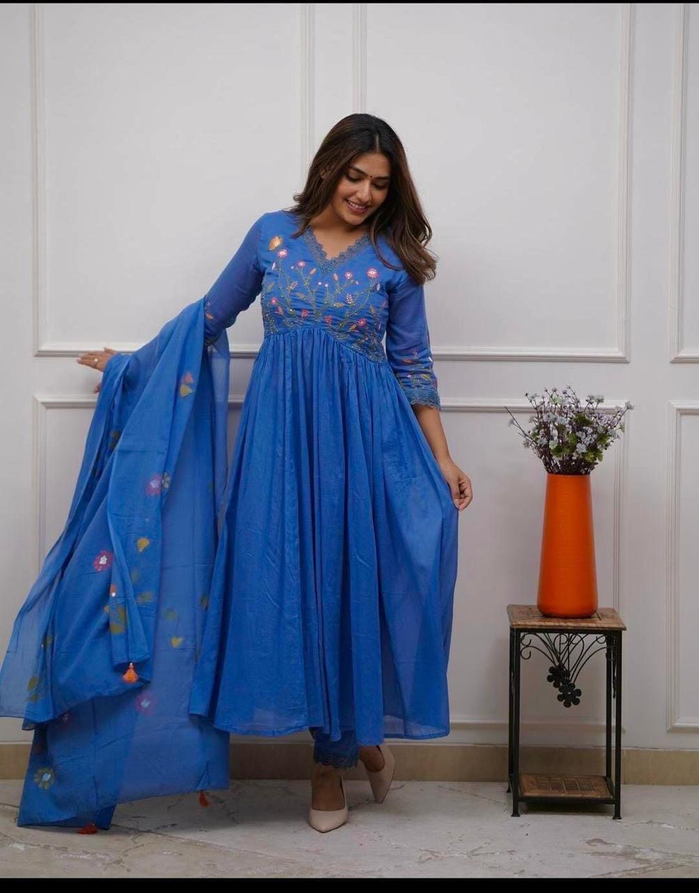 Floral Embroidered Anarkali Suit Set