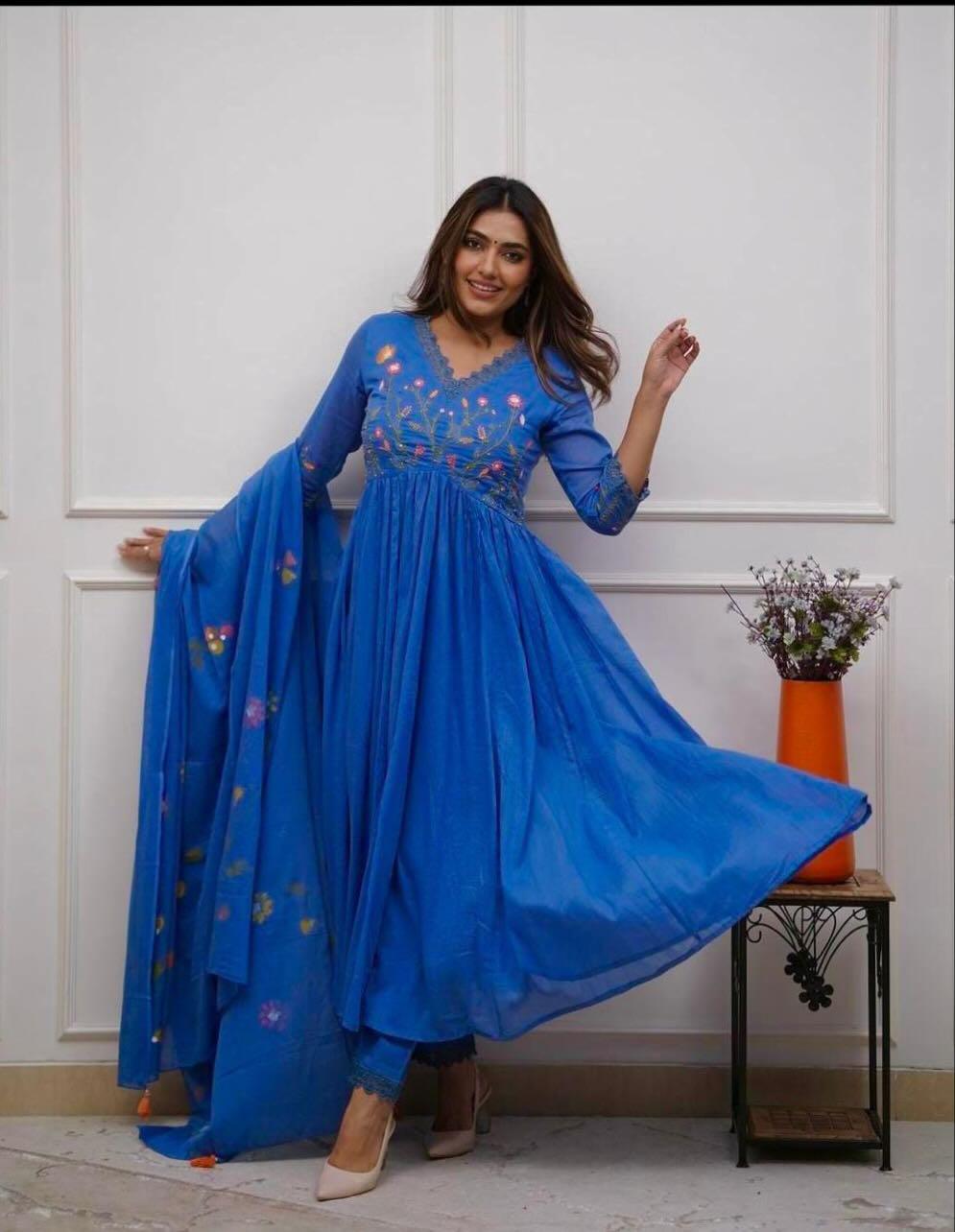 Floral Embroidered Anarkali Suit Set