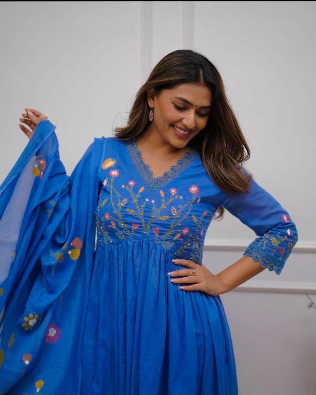 Floral Embroidered Anarkali Suit Set