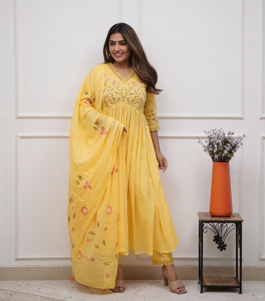 Floral Embroidered Anarkali Suit Set