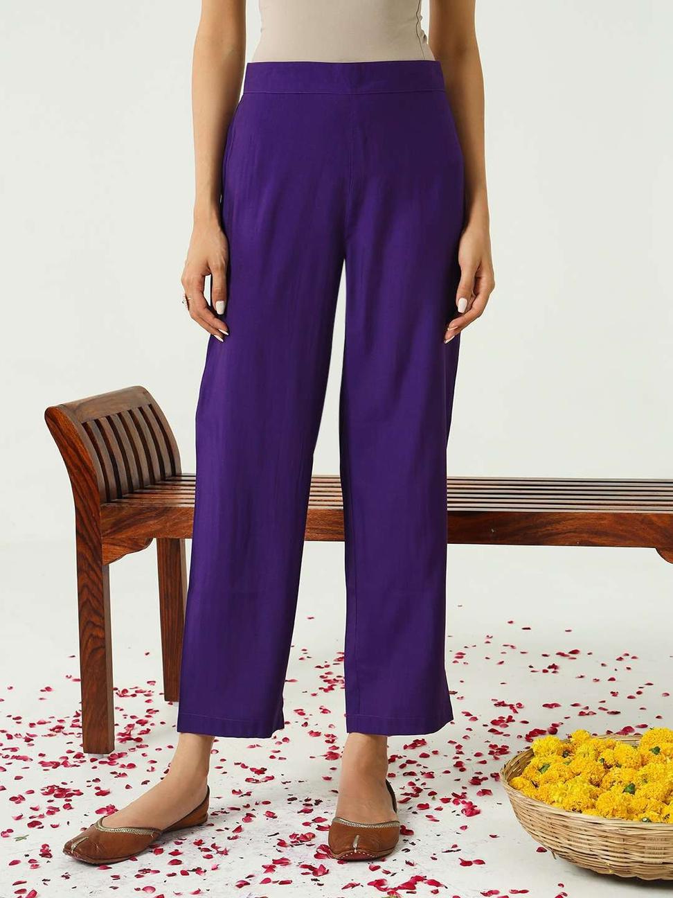 Purple Chanderi Salwar Suit with Golden Embriodery