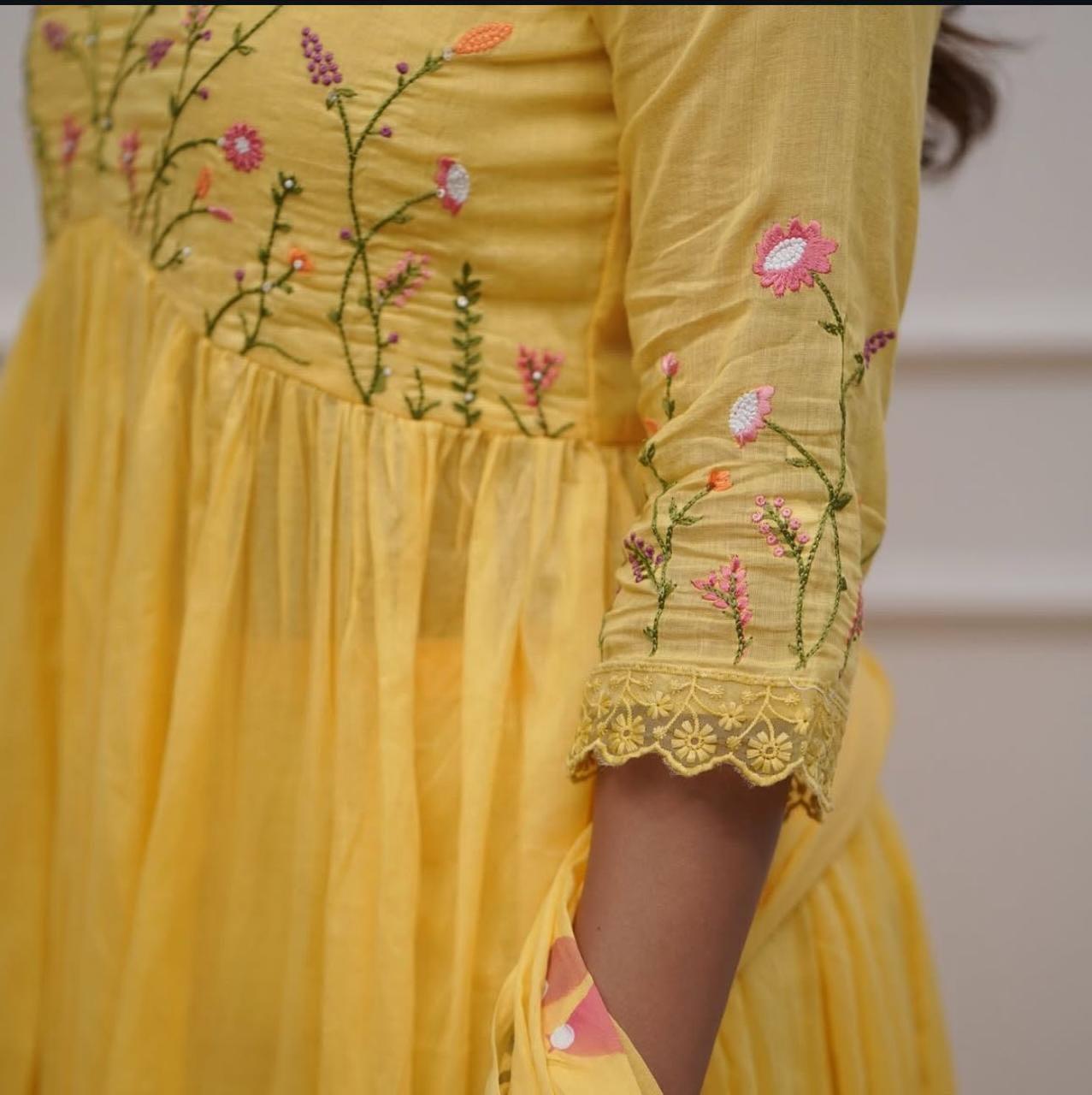 Floral Embroidered Anarkali Suit Set