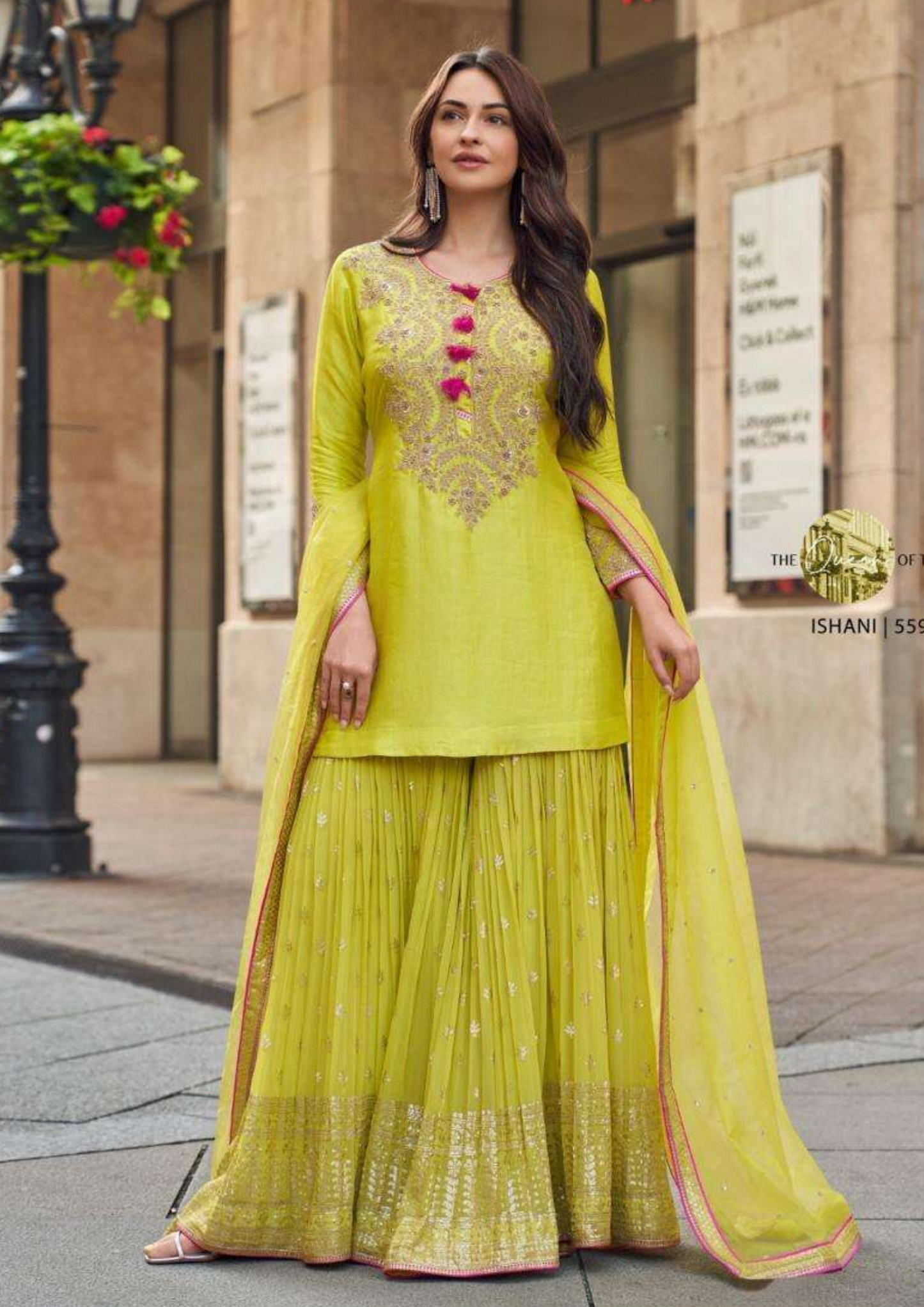 Yellow Silk Zari Embroidered Sequins Gorgeous Sharara Suit Wedding Wear