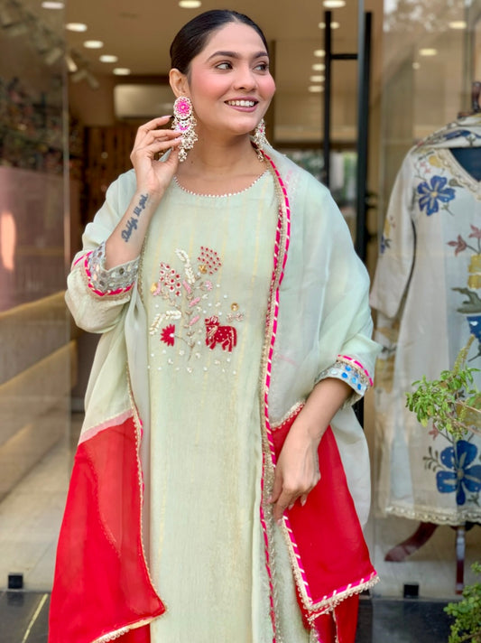 Tissue Silk Zari Work Salwar Suit