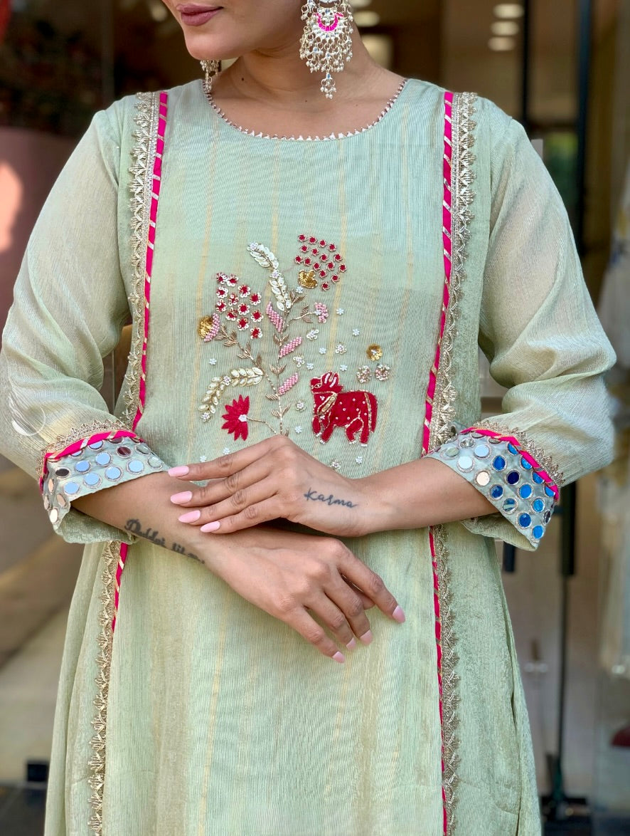 Tissue Silk Zari Work Salwar Suit