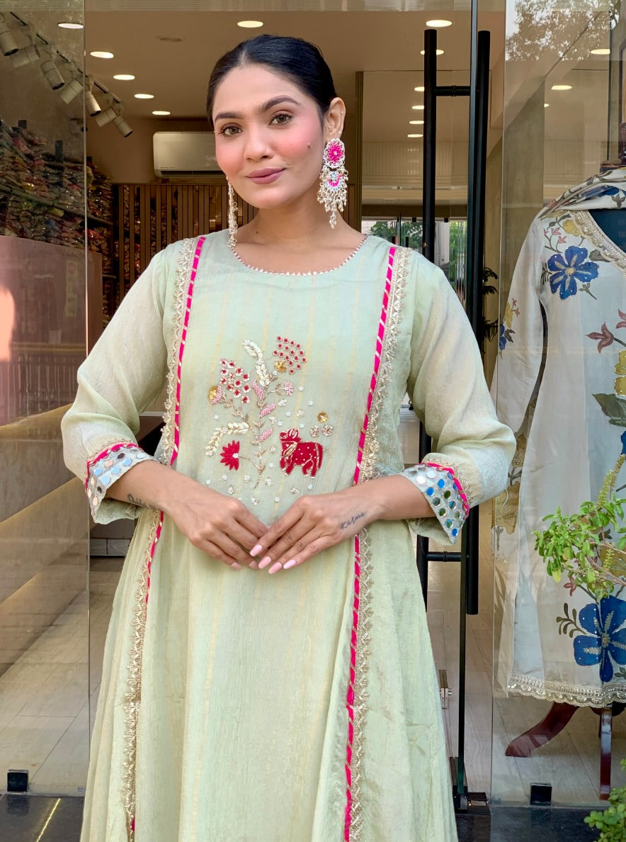 Tissue Silk Zari Work Salwar Suit
