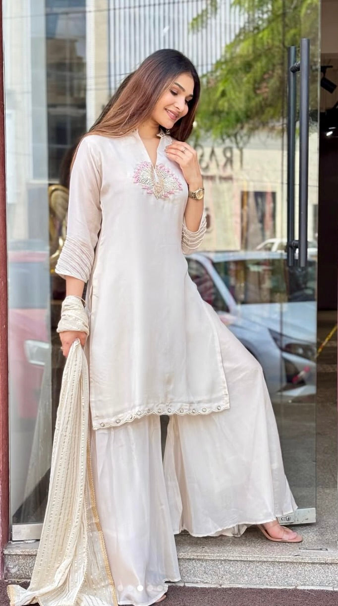 Shimmer Tissue Palazzo Suit