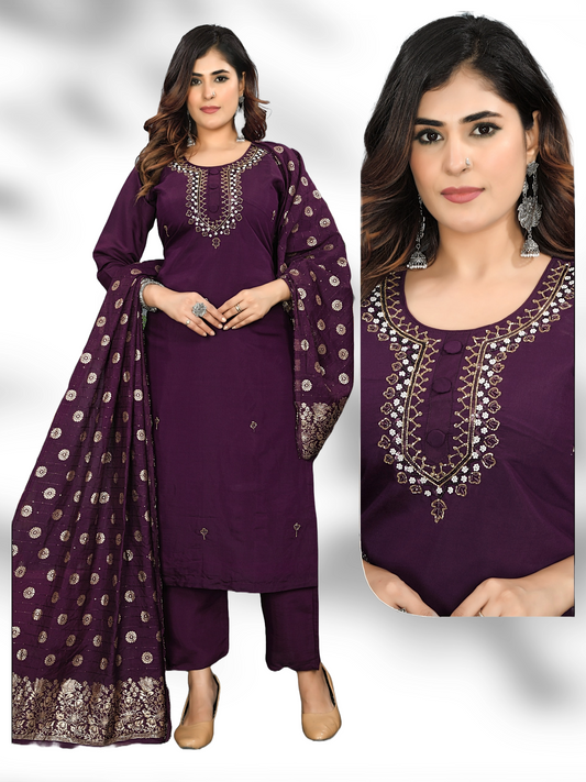 Luxury Purple Salwar Suit in Silk