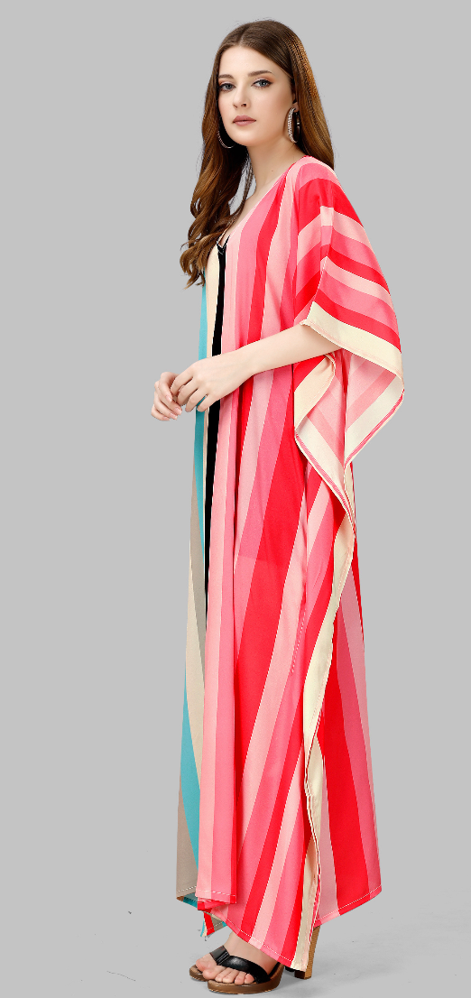Silk Kaftan Full Length in Red