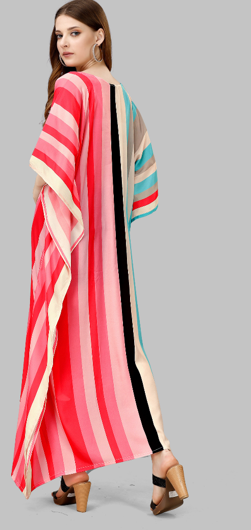 Silk Kaftan Full Length in Red