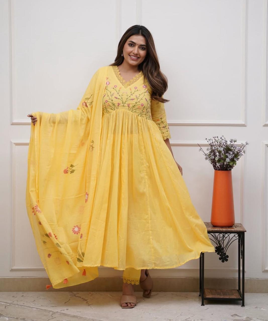 Floral Embroidered Anarkali Suit Set