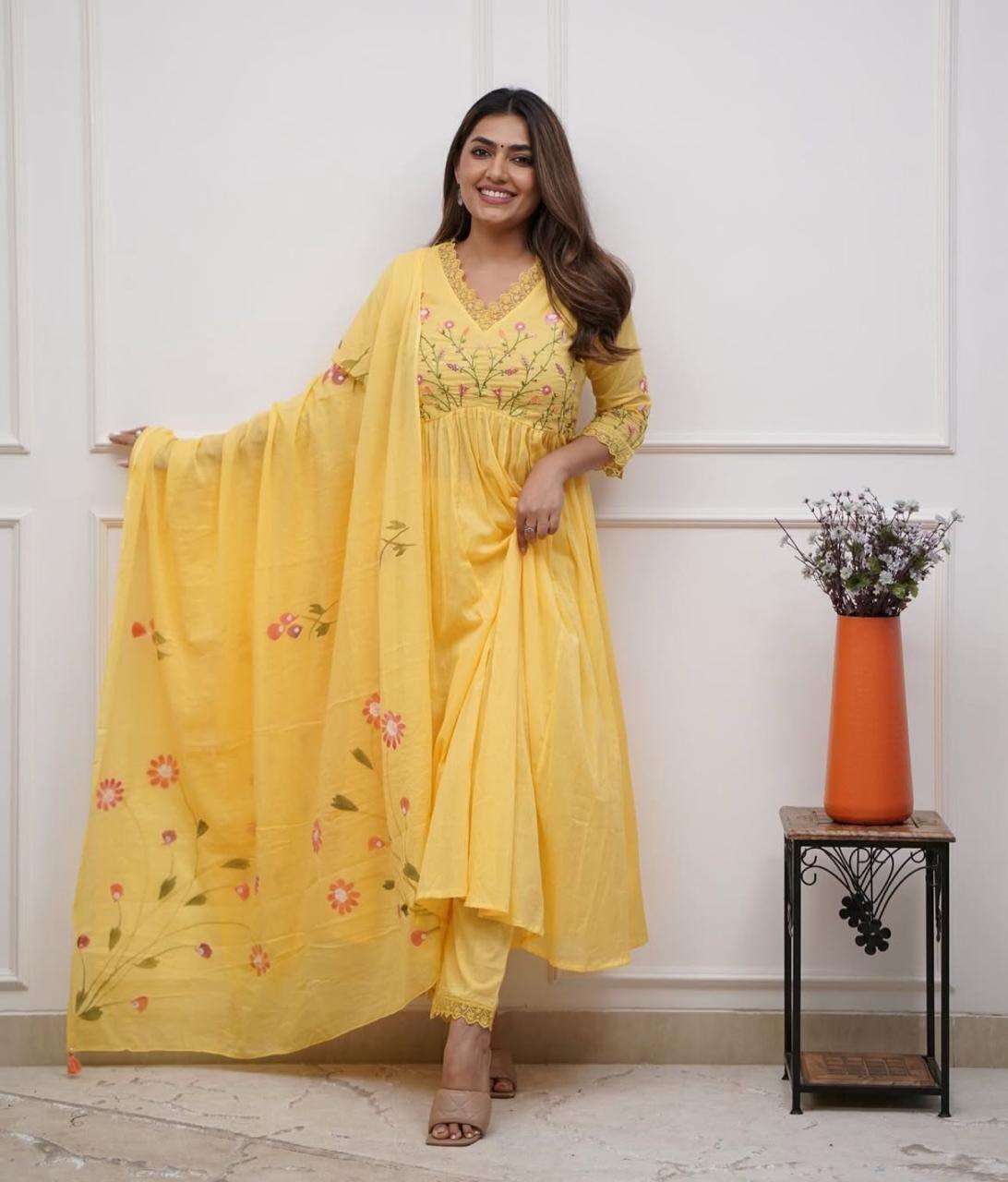 Floral Embroidered Anarkali Suit Set